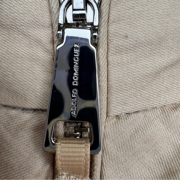 Adolfo Dominguez Tan Full Zip Pencil Skirt Size 10 100% Cotton Front Pockets - Picture 5 of 10